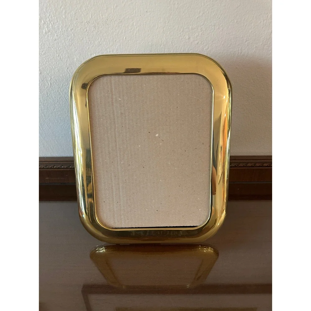 Vintage Solid Brass 8x10 Picture Frame Rounded Edge Puffy Corners Minimal READ